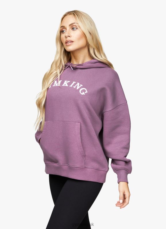 Gym King Linear Arch Oversized Hood Plum Women Clothing J2PFB625 - Image 4