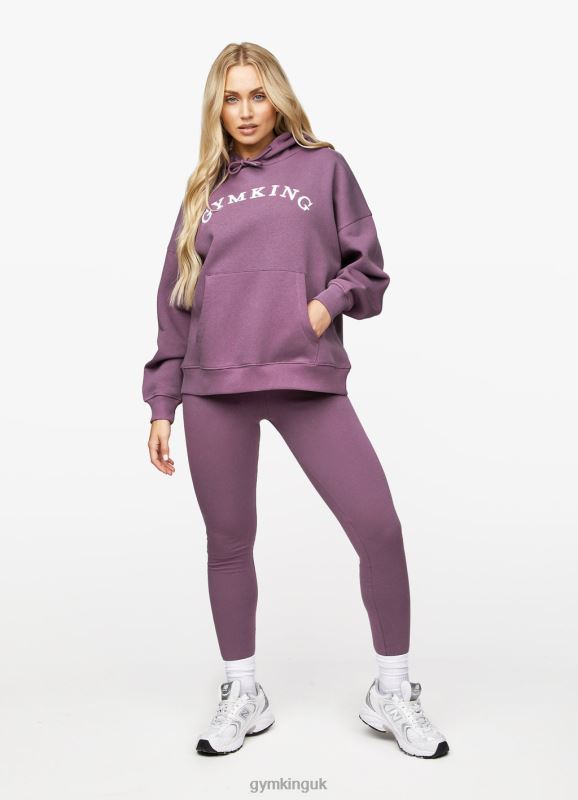 Gym King Linear Arch Oversized Hood Plum Women Clothing J2PFB625 - Image 5