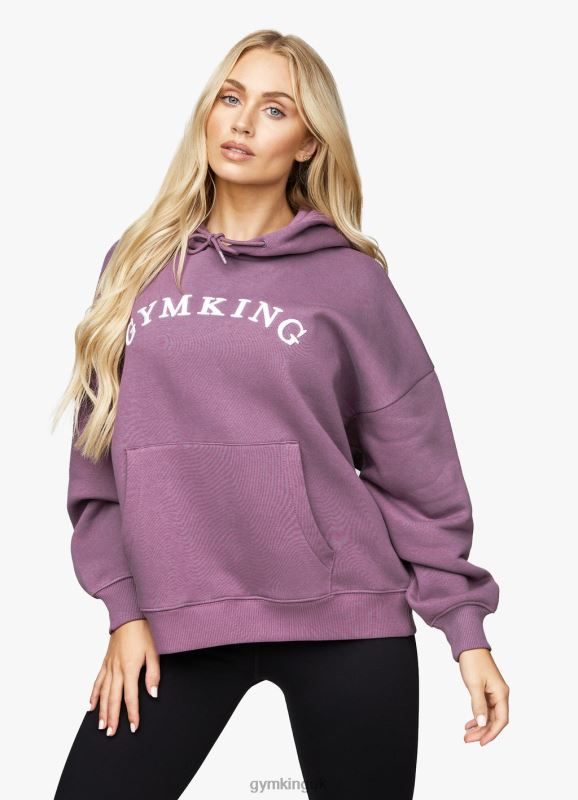 Gym King Linear Arch Oversized Hood Plum Women Clothing J2PFB625 - Image 1