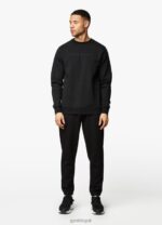 Gym King Linear Print Crew Tracksuit Black Men Clothing J2PFB256 - Image 6