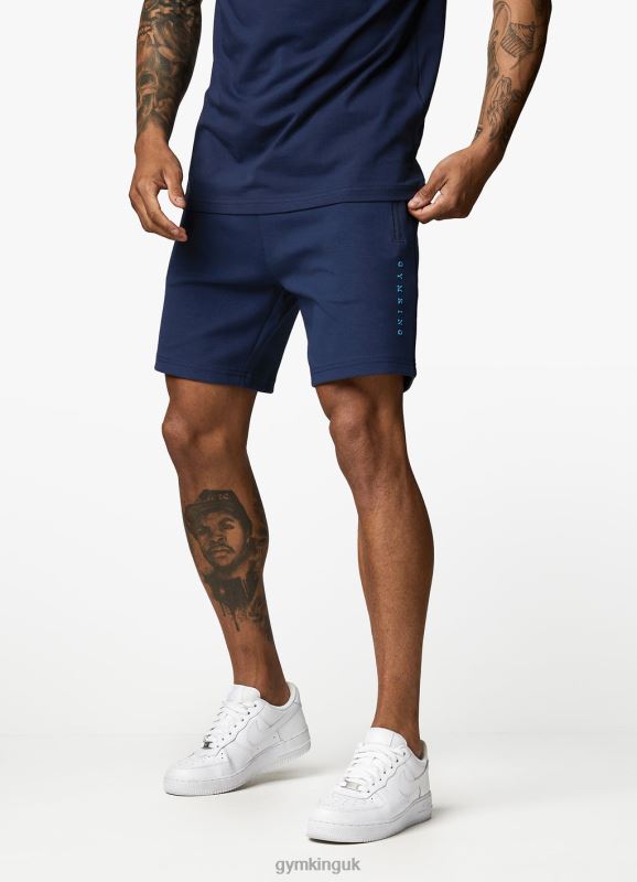 Gym King Linear Print Interlock Short Moonlight Blue Men Clothing J2PFB118 - Image 2