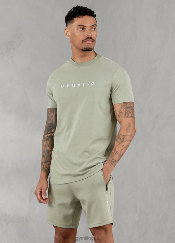 Gym King Linear Print Interlock Short Soft Khaki Men Clothing J2PFB98 - Image 3