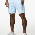 Gym King Linear Print Interlock Short Tranquil Blue Men Clothing J2PFB119