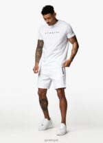 Gym King Linear Print Interlock Short White Men Clothing J2PFB120 - Image 5