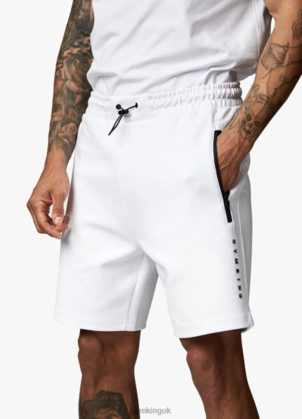 Gym King Linear Print Interlock Short White Men Clothing J2PFB120