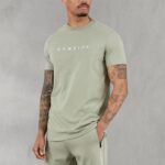 Gym King Linear Print Tee Soft Khaki Men Clothing J2PFB18