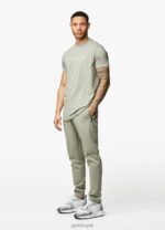 Gym King Linear Print Tee Soft Khaki Men Clothing J2PFB18 - Image 4