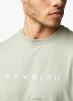 Gym King Linear Print Tee Soft Khaki Men Clothing J2PFB18 - Image 5