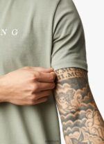Gym King Linear Print Tee Soft Khaki Men Clothing J2PFB18 - Image 6