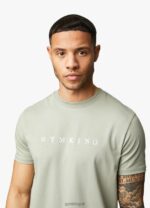 Gym King Linear Print Tee Soft Khaki Men Clothing J2PFB18 - Image 7
