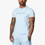 Gym King Linear Print Tee Tranquil Blue Men Clothing J2PFB36