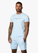 Gym King Linear Print Tee Tranquil Blue Men Clothing J2PFB36