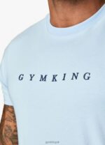 Gym King Linear Print Tee Tranquil Blue Men Clothing J2PFB36 - Image 3