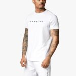 Gym King Linear Print Tee White Men Clothing J2PFB65