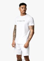 Gym King Linear Print Tee White Men Clothing J2PFB65