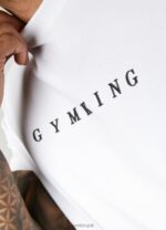 Gym King Linear Print Tee White Men Clothing J2PFB65 - Image 3