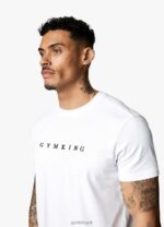 Gym King Linear Print Tee White Men Clothing J2PFB65 - Image 6