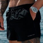 Gym King Linear Swim Short 4'' Black Men Clothing J2PFB160