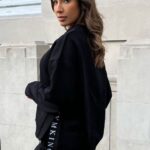 Gym King Linear Tape Fleece Crew Black Women Clothing J2PFB630