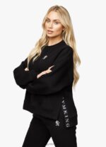 Gym King Linear Tape Fleece Crew Black Women Clothing J2PFB630 - Image 3