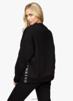 Gym King Linear Tape Fleece Crew Black Women Clothing J2PFB630 - Image 4