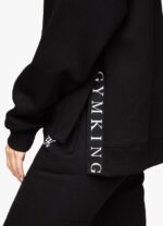 Gym King Linear Tape Fleece Crew Black Women Clothing J2PFB630 - Image 5