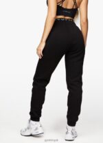 Gym King Linear Tape Fleece Jogger Black Women Clothing J2PFB600 - Image 2