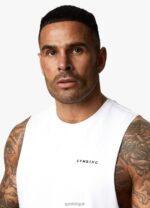Gym King Linear Vest White Men Clothing J2PFB230 - Image 5