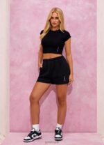 Gym King Malibu Corset Detail Crop Tee Black Women Clothing J2PFB346 - Image 3