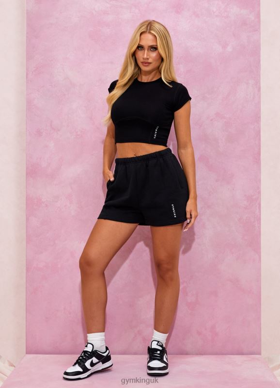 Gym King Malibu Corset Detail Crop Tee Black Women Clothing J2PFB346 - Image 3