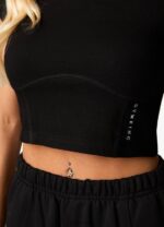 Gym King Malibu Corset Detail Crop Tee Black Women Clothing J2PFB346 - Image 5