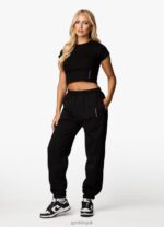 Gym King Malibu Corset Detail Crop Tee Black Women Clothing J2PFB346 - Image 6