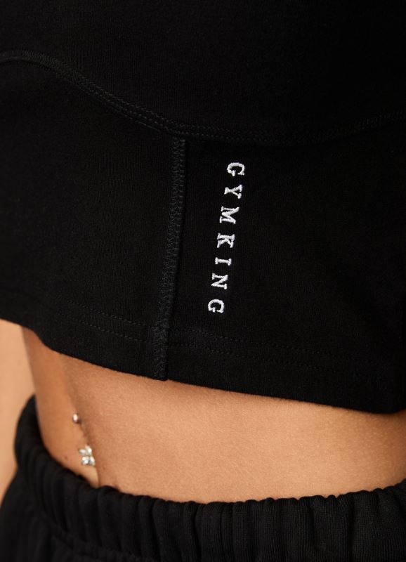 Gym King Malibu Corset Detail Crop Tee Black Women Clothing J2PFB346 - Image 8