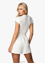 Gym King Malibu Corset Detail Crop Tee Cream Women Clothing J2PFB342 - Image 11