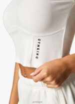 Gym King Malibu Corset Detail Crop Tee Cream Women Clothing J2PFB342 - Image 9