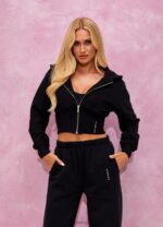 Gym King Malibu Corset Detail FZ Hood Black Women Clothing J2PFB611 - Image 7