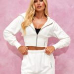 Gym King Malibu Corset Detail FZ Hood Cream Women Clothing J2PFB612