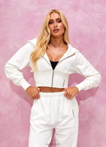 Gym King Malibu Corset Detail FZ Hood Cream Women Clothing J2PFB612