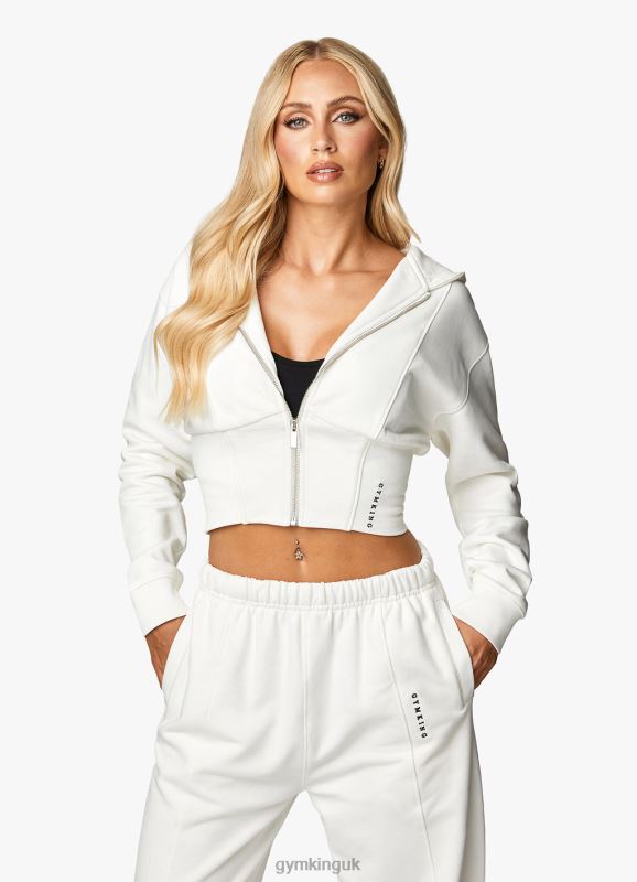 Gym King Malibu Corset Detail FZ Hood Cream Women Clothing J2PFB612 - Image 6
