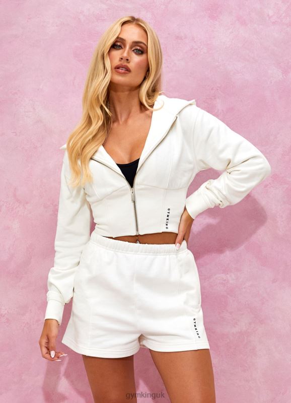 Gym King Malibu Corset Detail FZ Hood Cream Women Clothing J2PFB612 - Image 9