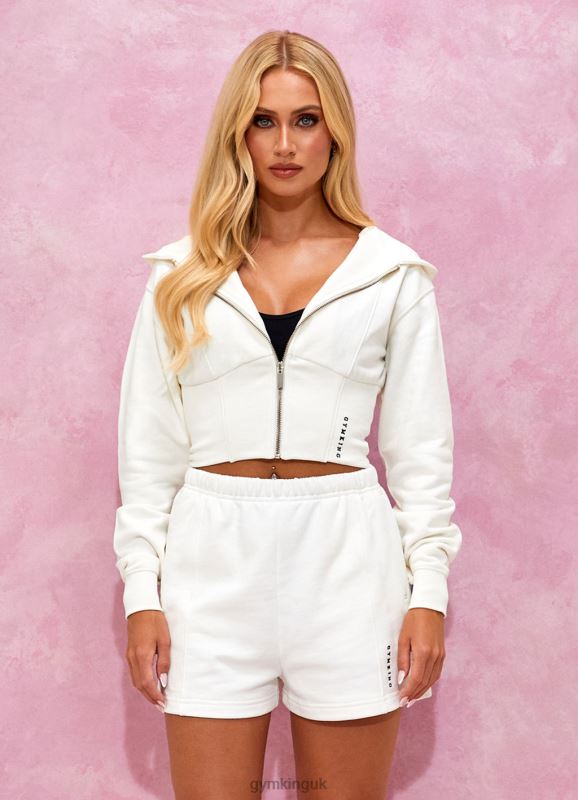 Gym King Malibu Corset Detail FZ Hood Cream Women Clothing J2PFB612 - Image 10