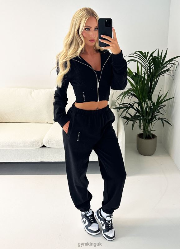 Gym King Malibu Corset FZ Hood & Jogger Black Women Clothing J2PFB564 - Image 2
