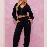 Gym King Malibu Corset FZ Hood & Jogger Black Women Clothing J2PFB564