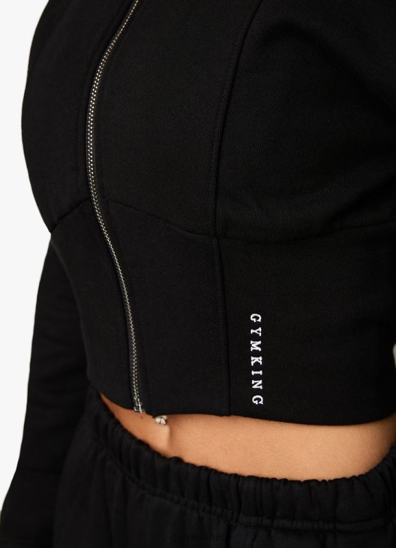 Gym King Malibu Corset FZ Hood & Jogger Black Women Clothing J2PFB564 - Image 4