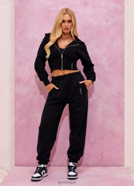 Gym King Malibu Corset FZ Hood & Jogger Black Women Clothing J2PFB564