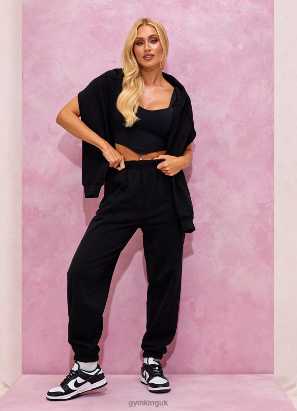 Gym King Malibu Corset FZ Hood & Jogger Black Women Clothing J2PFB564 - Image 9