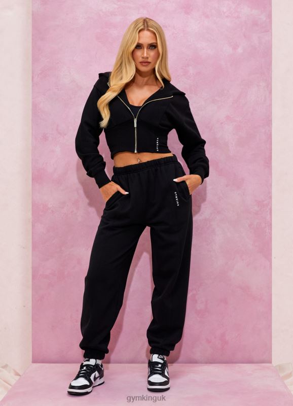 Gym King Malibu Corset FZ Hood & Jogger Black Women Clothing J2PFB564 - Image 1