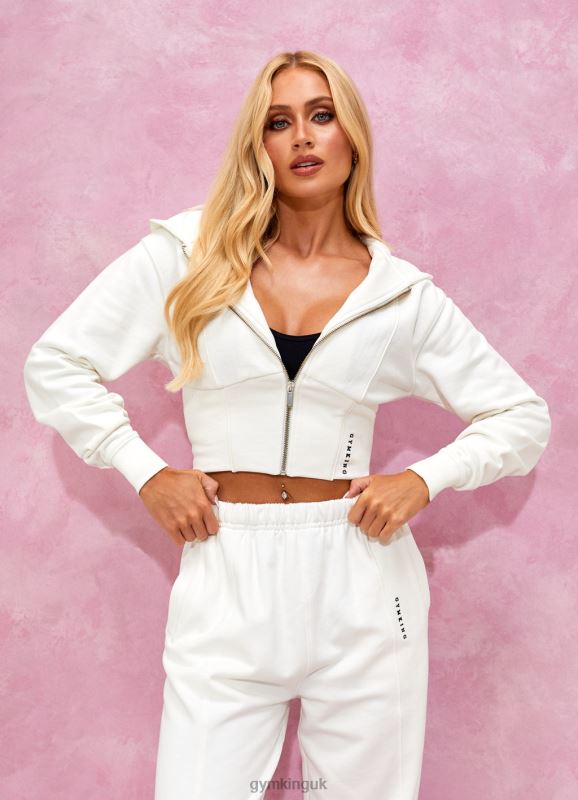 Gym King Malibu Corset FZ Hood & Jogger Cream Women Clothing J2PFB563 - Image 3