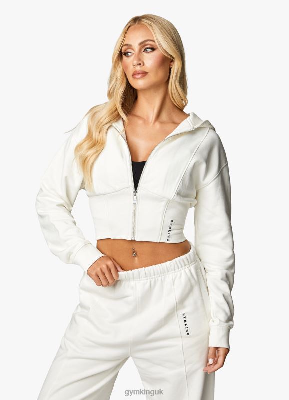 Gym King Malibu Corset FZ Hood & Jogger Cream Women Clothing J2PFB563 - Image 6