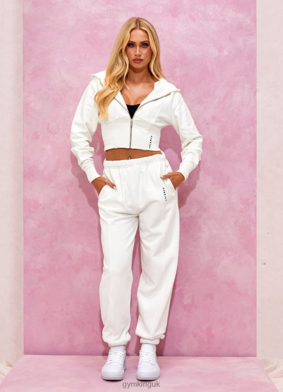 Gym King Malibu Corset FZ Hood & Jogger Cream Women Clothing J2PFB563 - Image 1